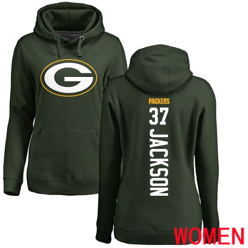 Green Bay Packers Green Women 37 Jackson Josh Backer Nike NFL Pullover Hoodie Sweatshirts